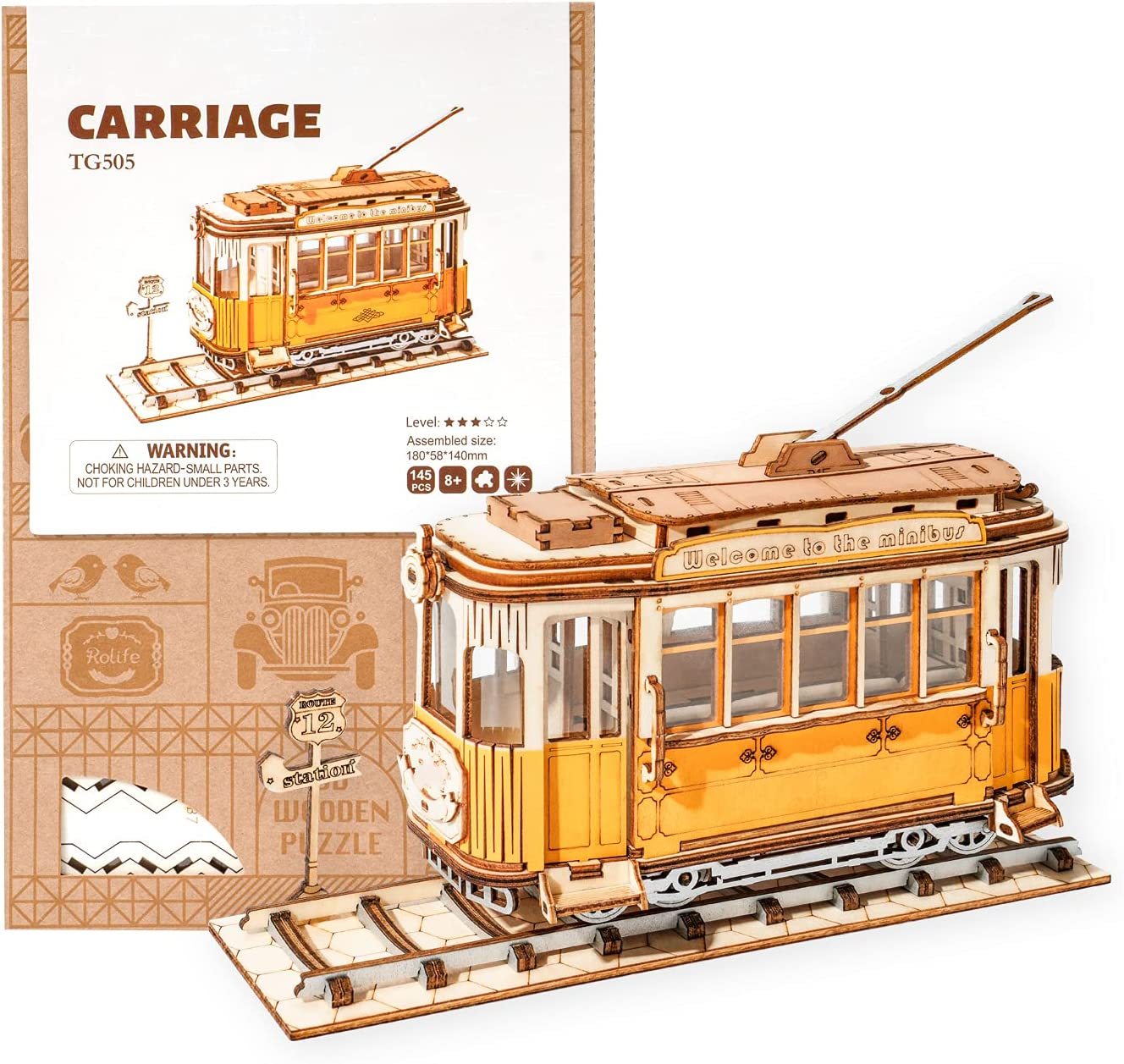 Robotime Rolife Vintage Automodell 3D Holzpuzzle Spielzeug für Kinder