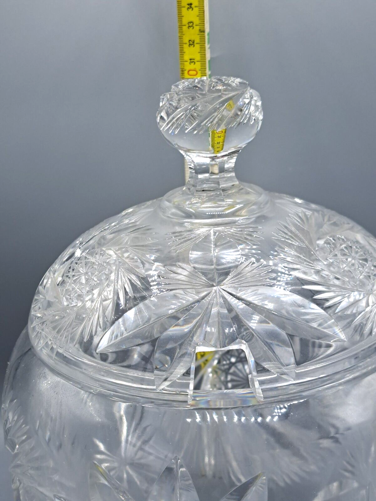 Antiquität, Glas, Bowle, 30cm Hoch, Deckel