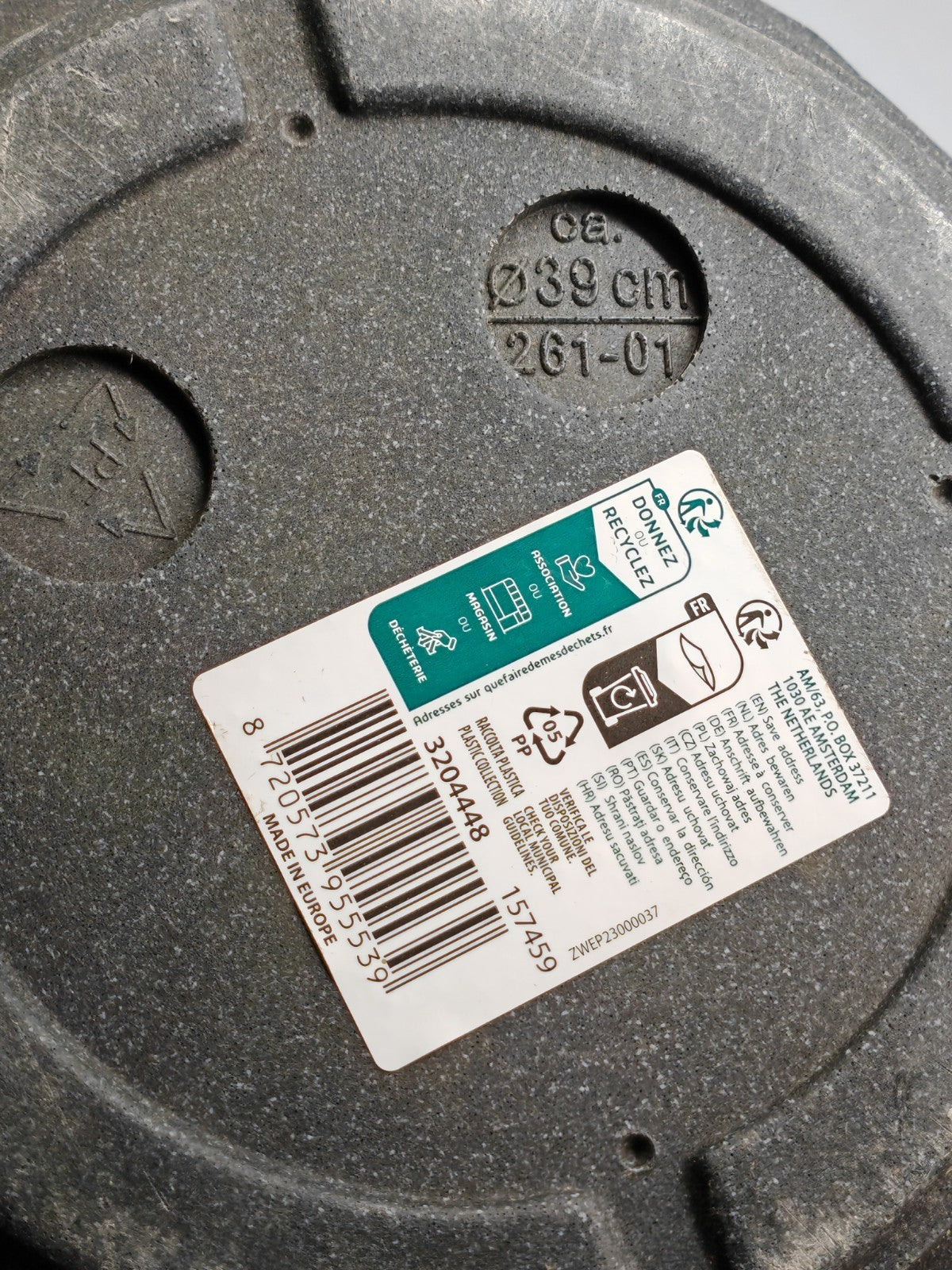 Kunststoff Blumentopf groß, 39 cm Durchmesser Anthrazit