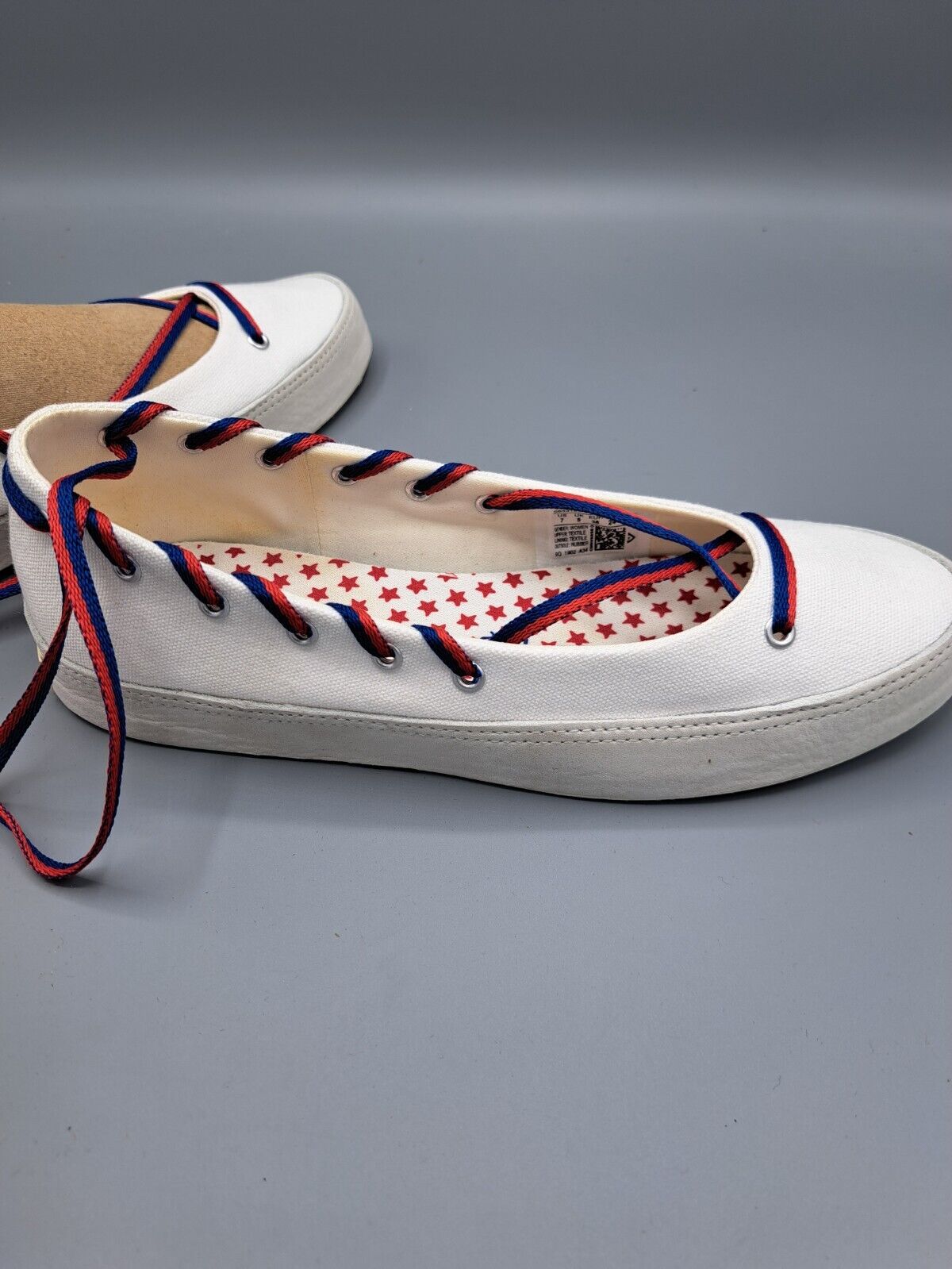 Converse All Star, Damen Weiß mit Roten Sternen, Größe 38