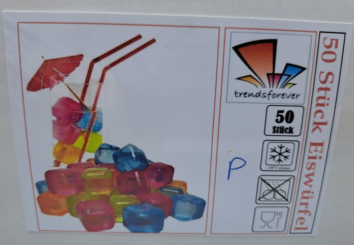 Trendsforever 50 Mehrwege-Eiswürfel Bunte Farben Eiswürfelformen