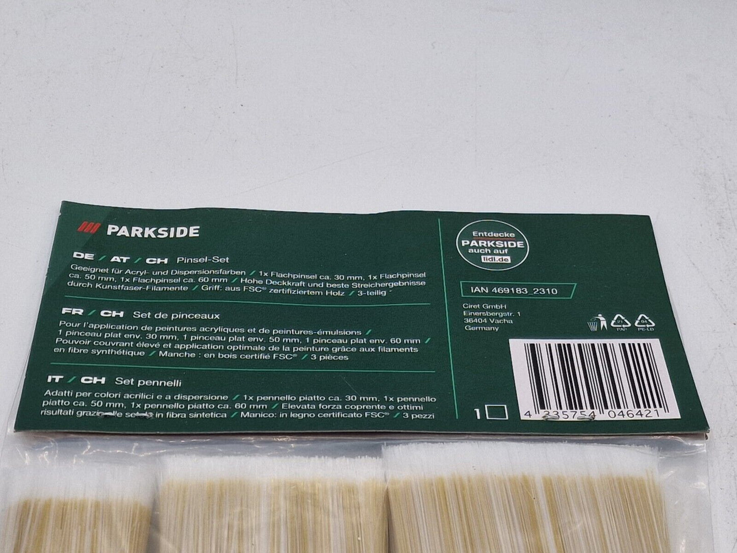 Parkside Pinsel-Set 3 Teilig Acrylfarbe/Dispersionsfarbe