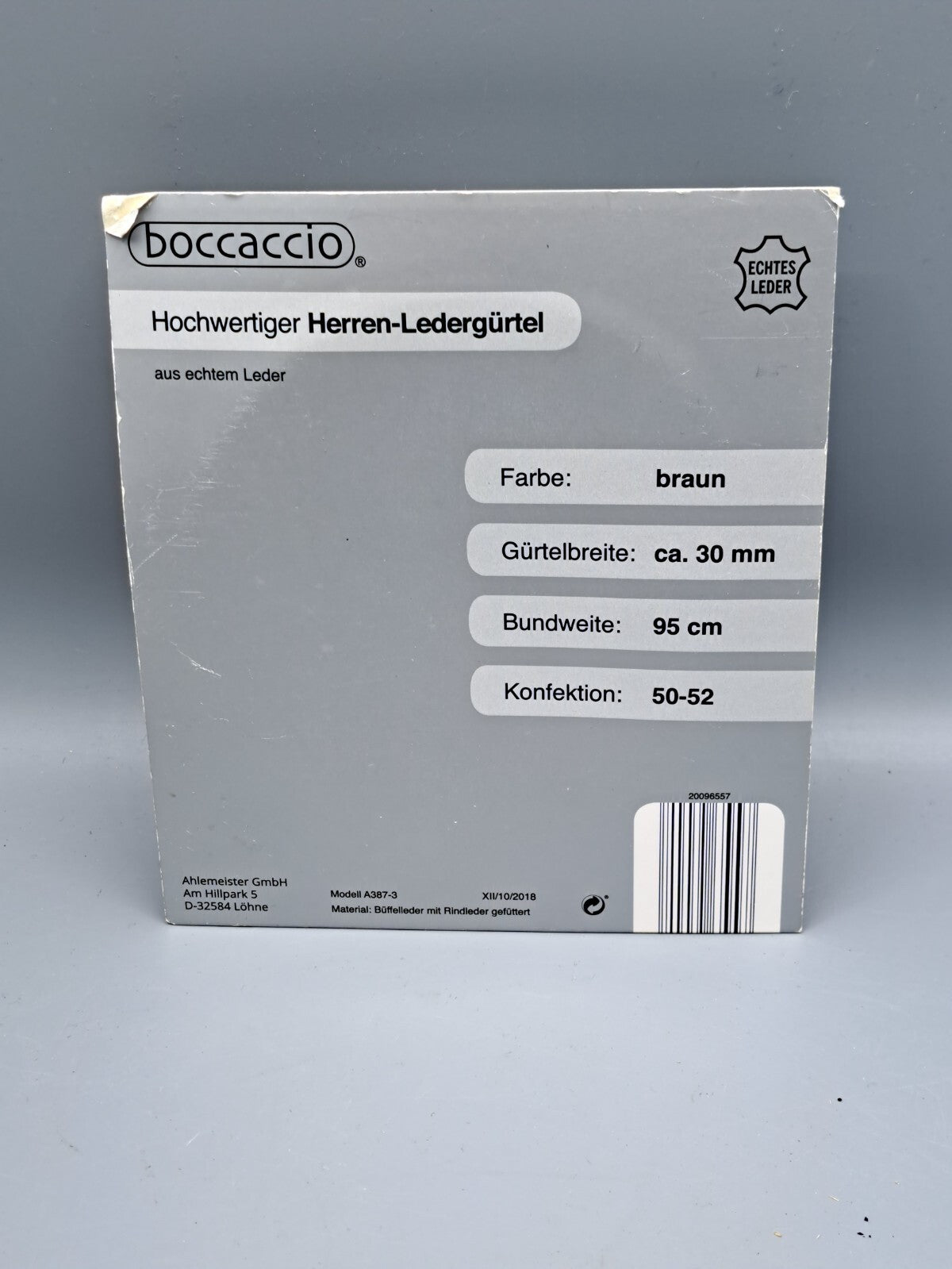 Boccaccio Hochwertiger Herren-Ledergürtel 50-52