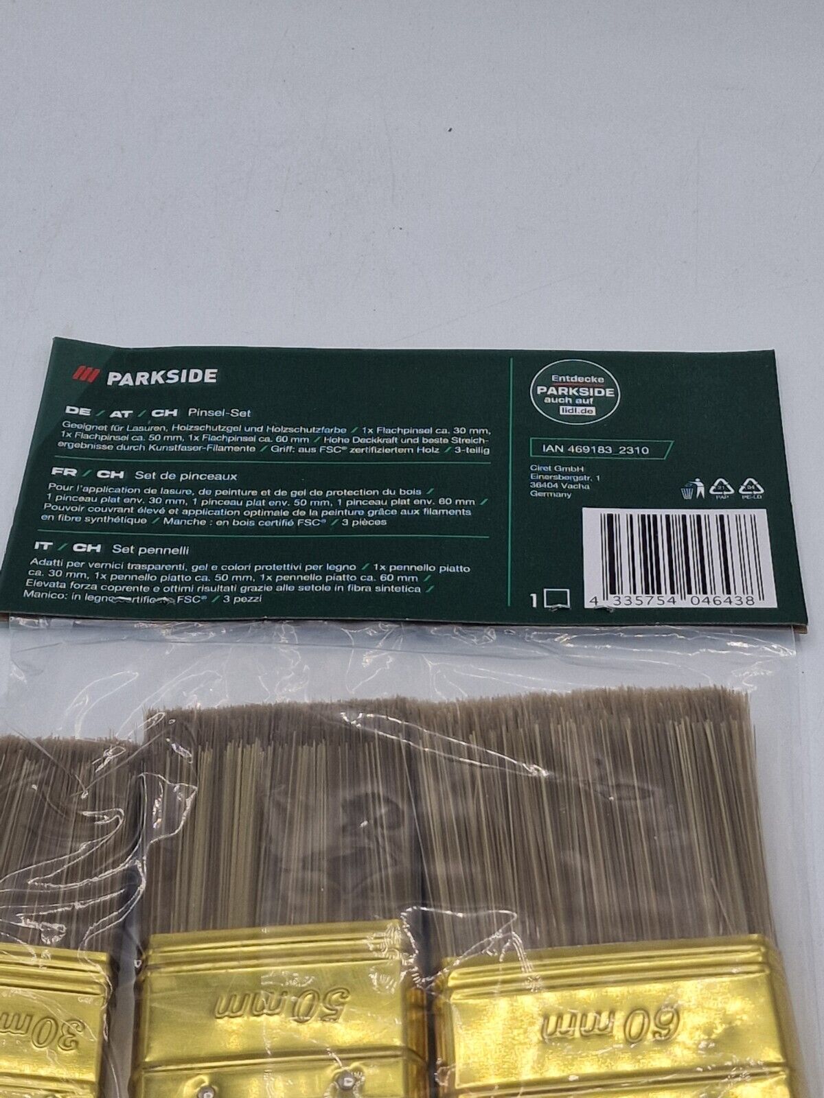 Parkside Pinsel-Set 3 Teilig Lasur, Holzlasur, Hochwertig, Neu