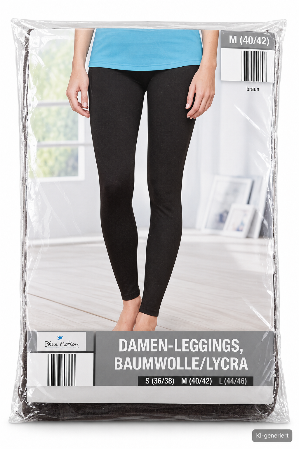 Blue Motion Damen Leggings Gr. M 40/42 Braun Baumwolle Lycra Stretch Hose G3