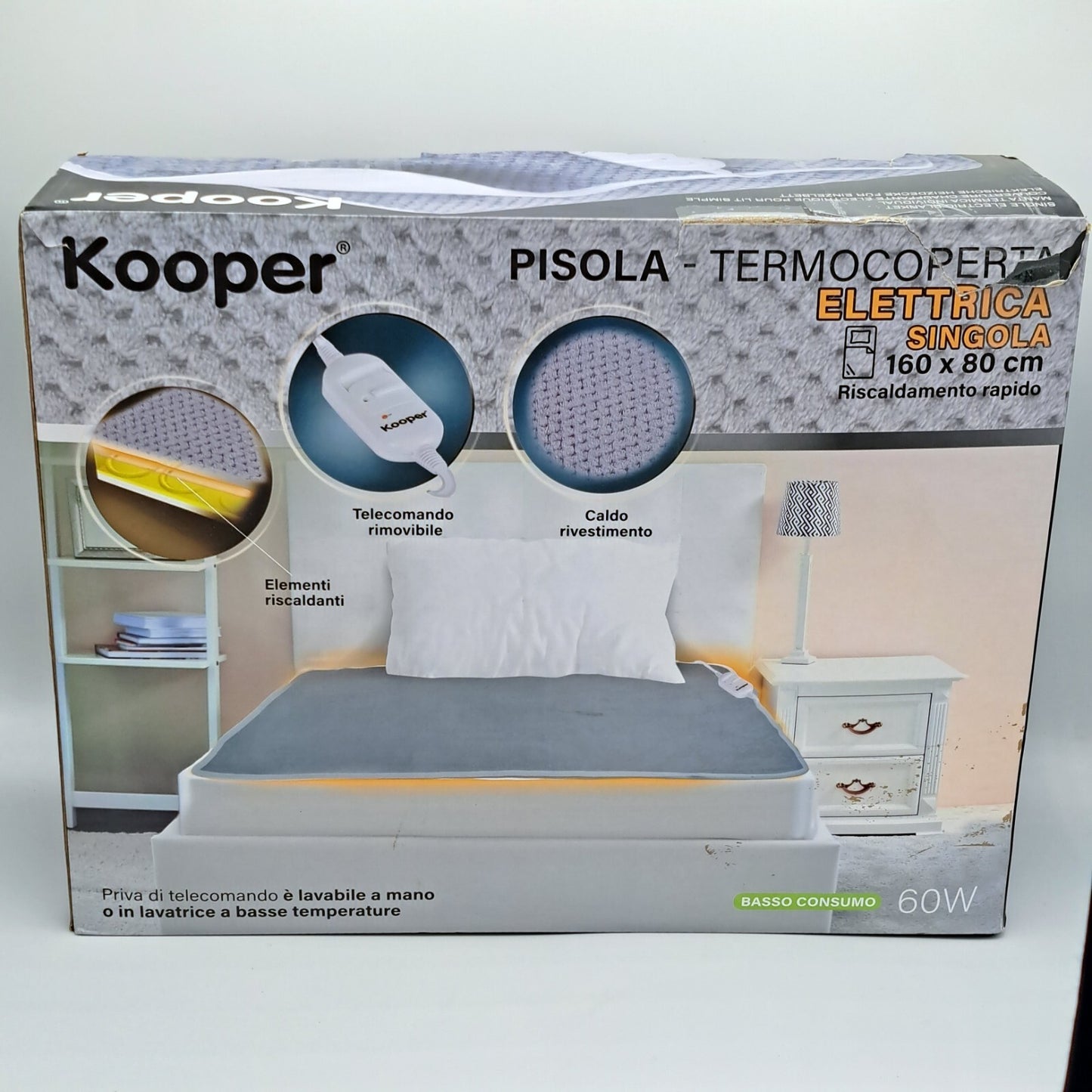 Kooper Heizdecke 160x80 cm 2 Stufen mit Fernbedienung Wärmedecke