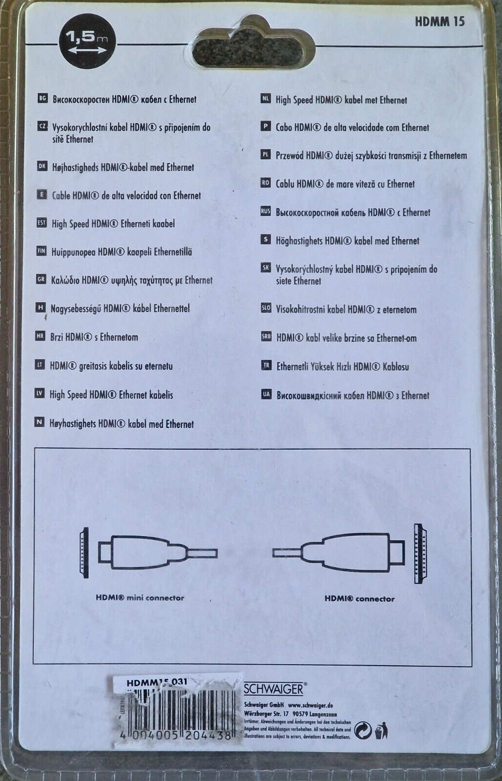 Schwaiger HDMM 15 High Speed HDMI Kabel mit Ethernet