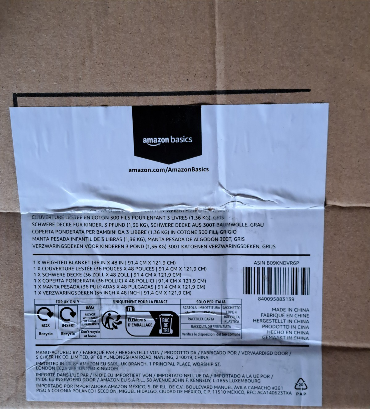 Amazon Basics, Gewichtsdecke, 1,36 kg, 91,4x121,9 cm, Grau