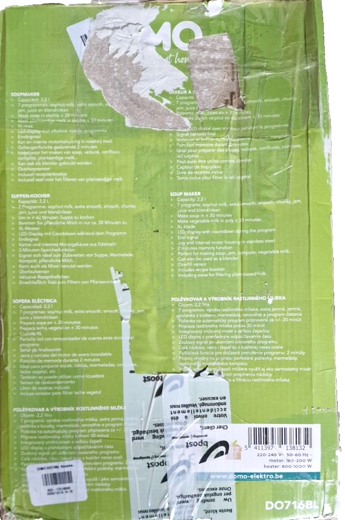 DOMO Suppenkocher - 2,2 L - 7 Programme DO716BL
