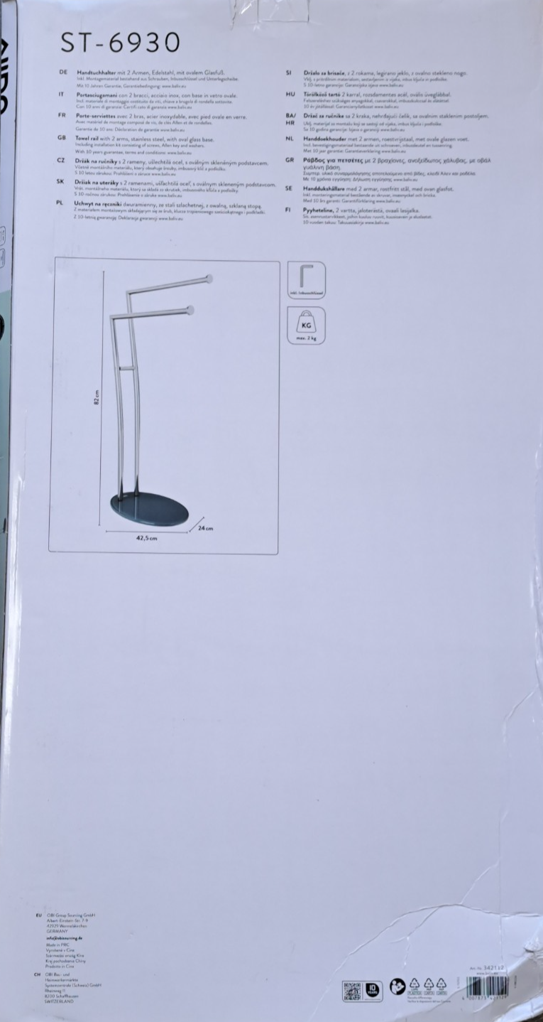 baliv ST-6930 Handtuchhalter – Wandhalter modern & platzsparend