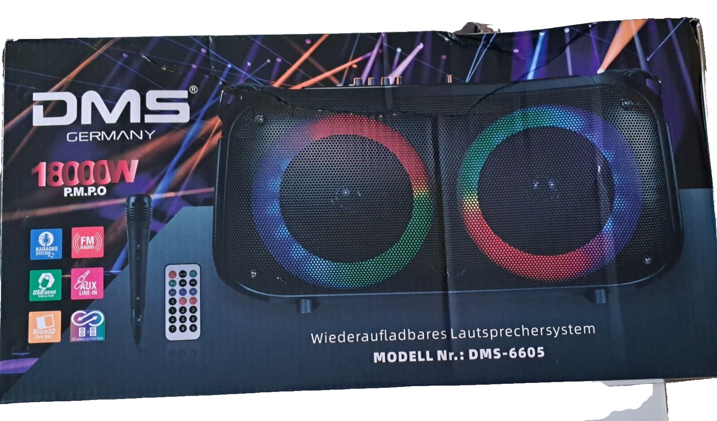 DMS 6605 Bluetooth Party Festival Outdoor Karaoke Box Lautsprecher Subwoofer Box