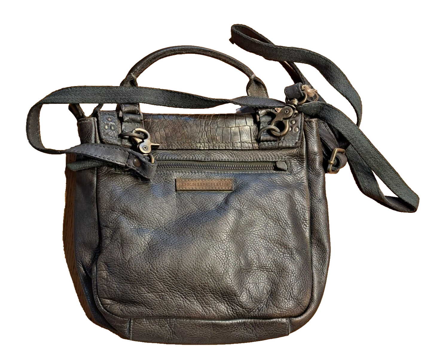 Desiderius Mons Aggi dark olive Handtasche, UVP: 139,95, Damentasche Luxus, Lede