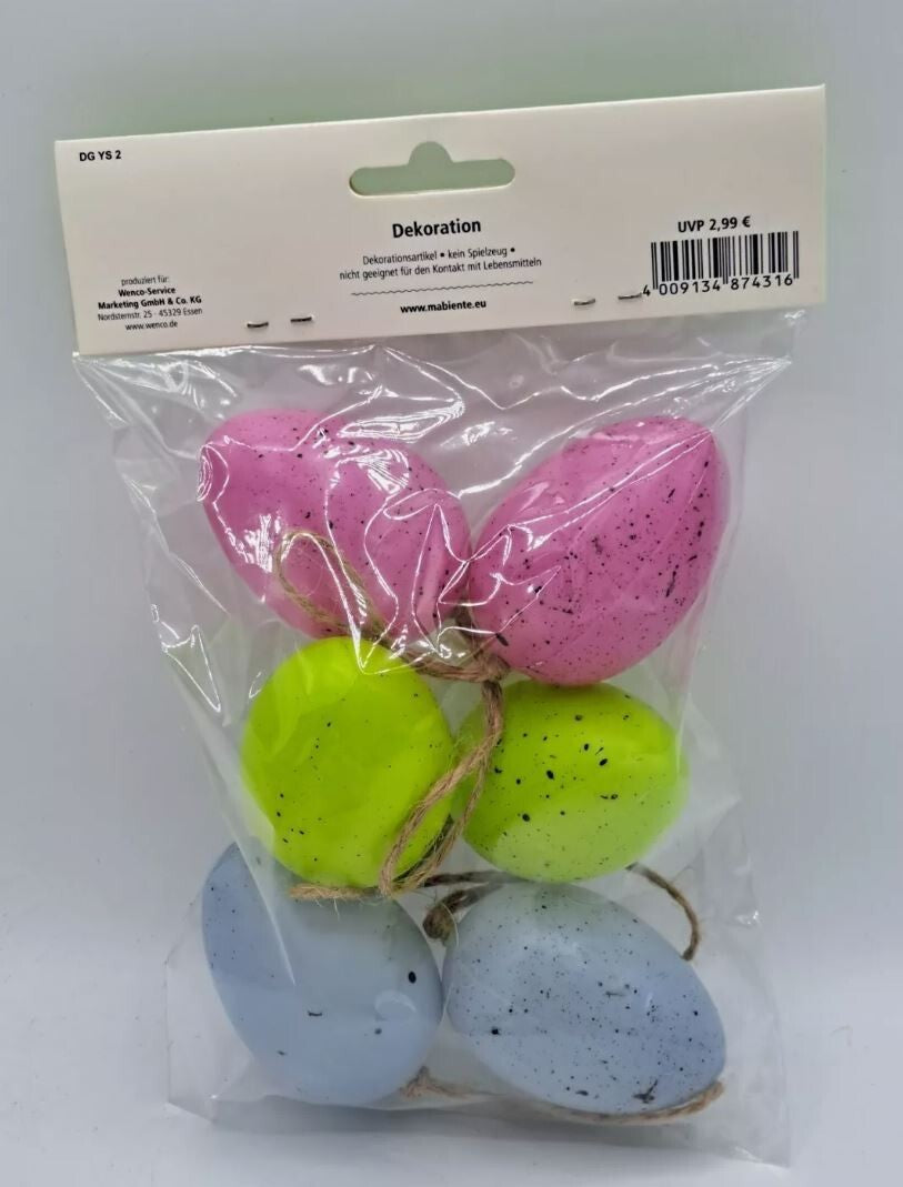 36x Mabiente Ostereier, 6er Pack, Bunte Eier, Ostern, Deko