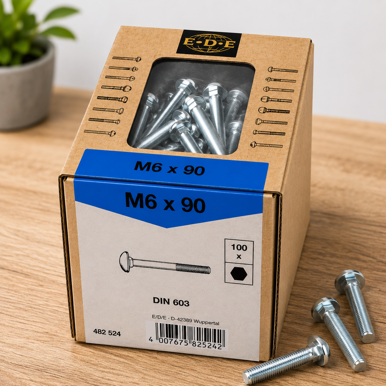 Lux Schlossschrauben verzinkt M6x90mm 100x Rundkopf metrisch Gewinde