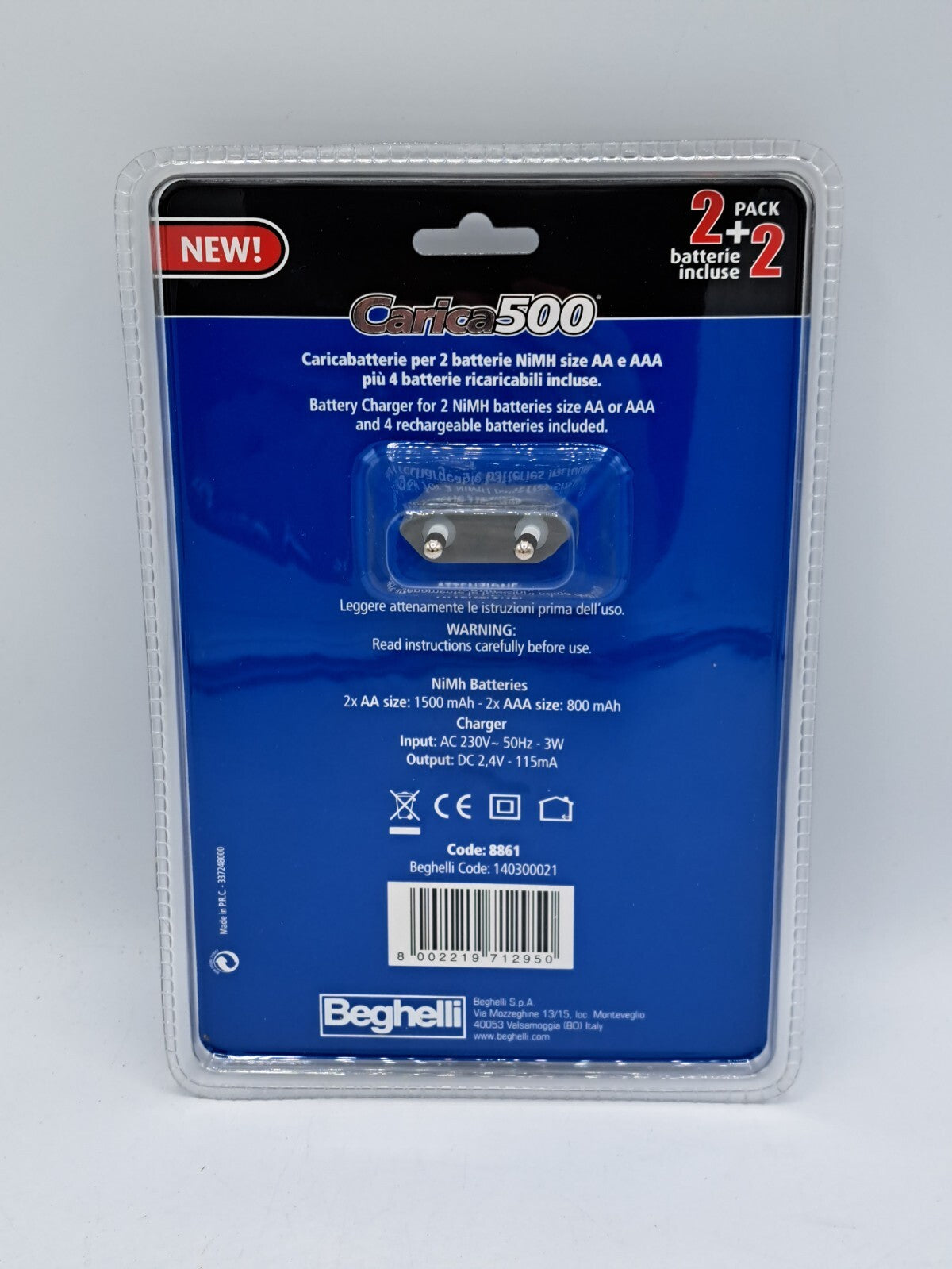 Beghelli 8861 Carica500 Ladegerät inkl. Batterien Schnellladegerät