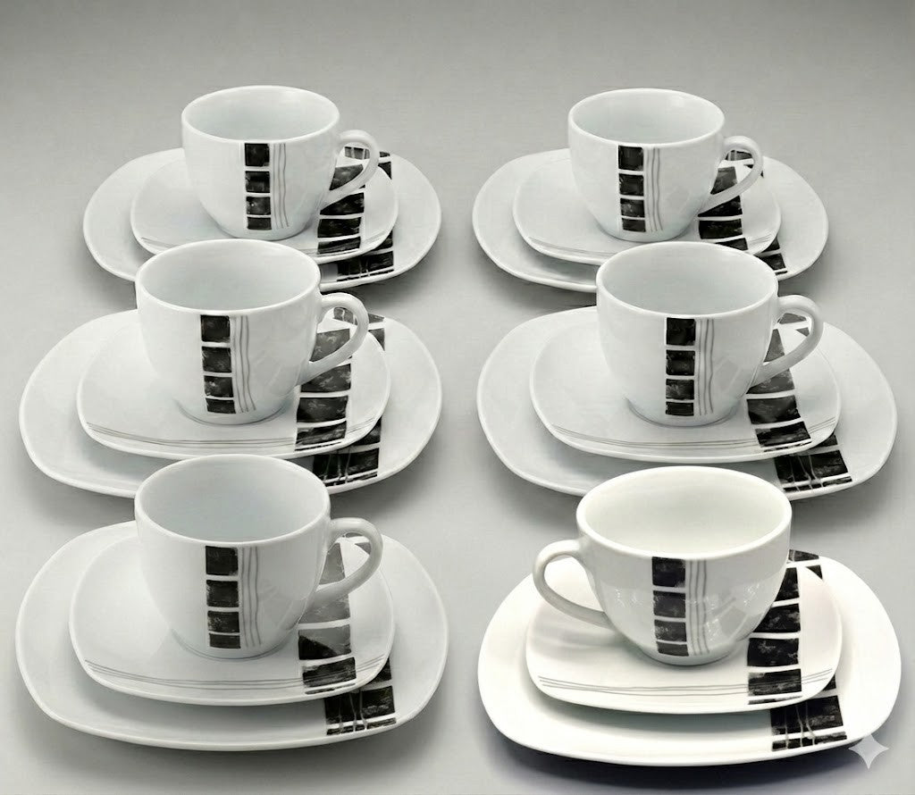 Arte Viva Kaffeeservice 18-teilig abstrakt stylisch Porzellan