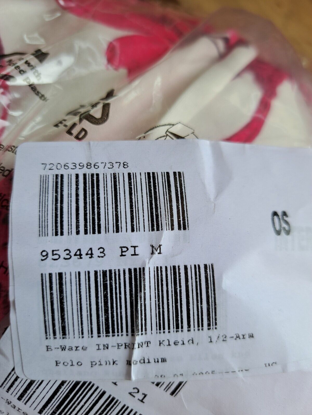 IN-PRINT Kleid, 1/2-Arm Polokragen Blätterdruck Pink, Größe M