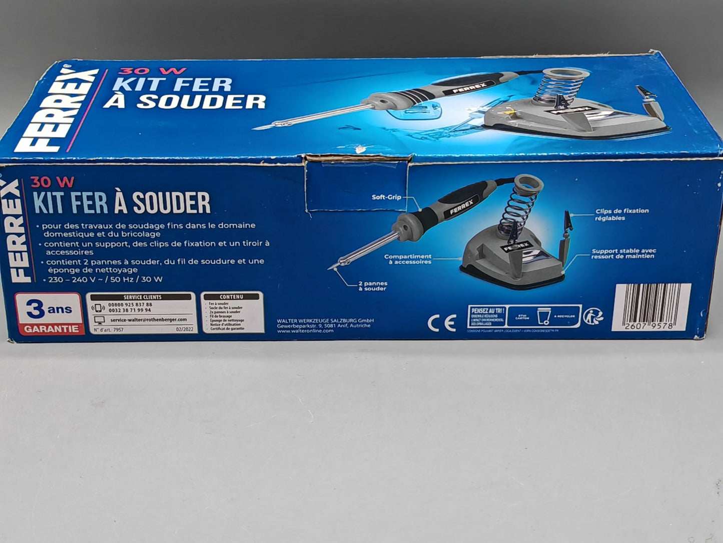 Ferrex Lötkolben Set Lötkolbenset 30 W Löten Station inkl Lötdraht 2 Spitzen NEU