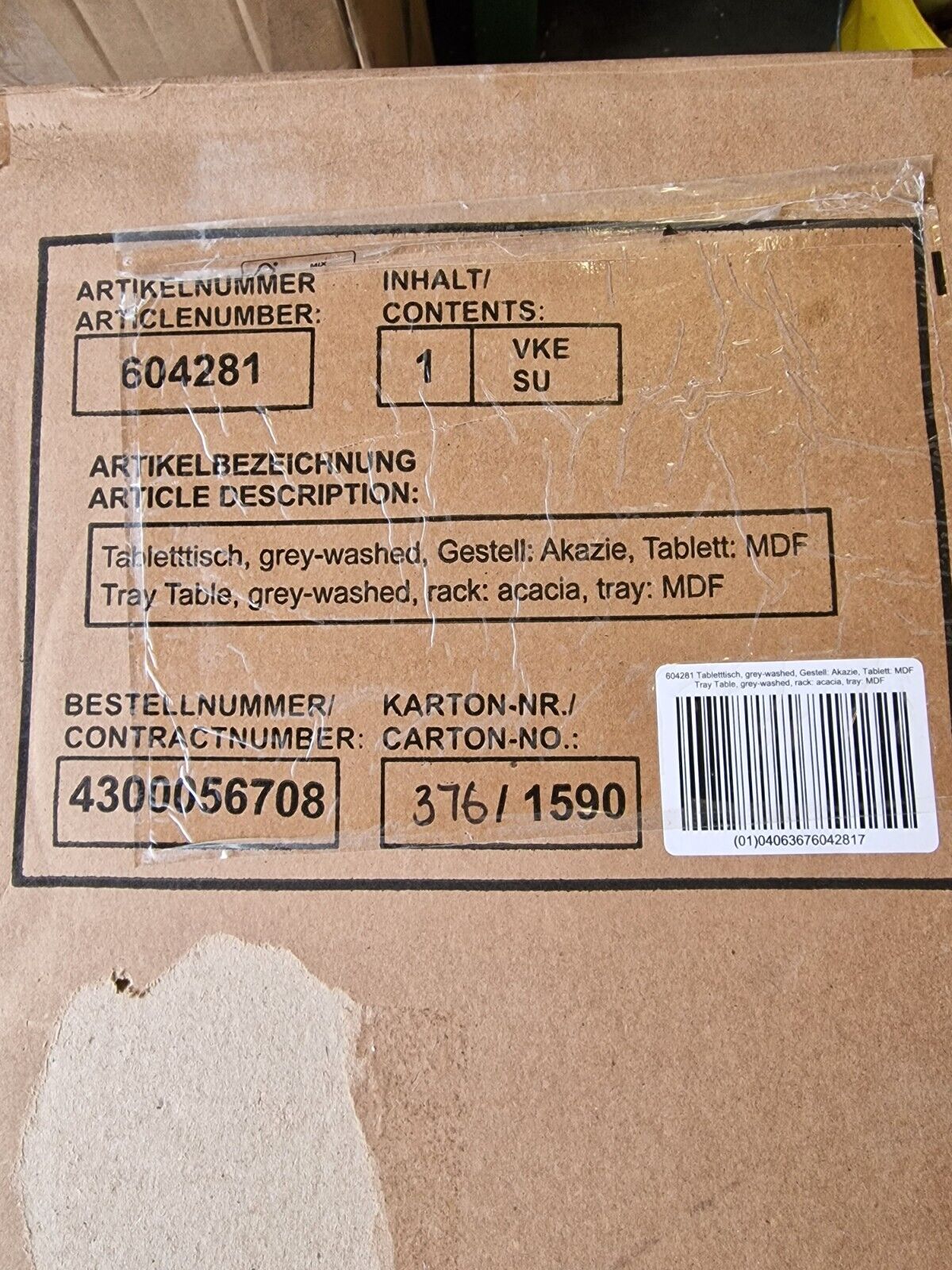 Tchibo Tablettisch, Grau-Washed, Gestell: Akazie, Tablet MDF