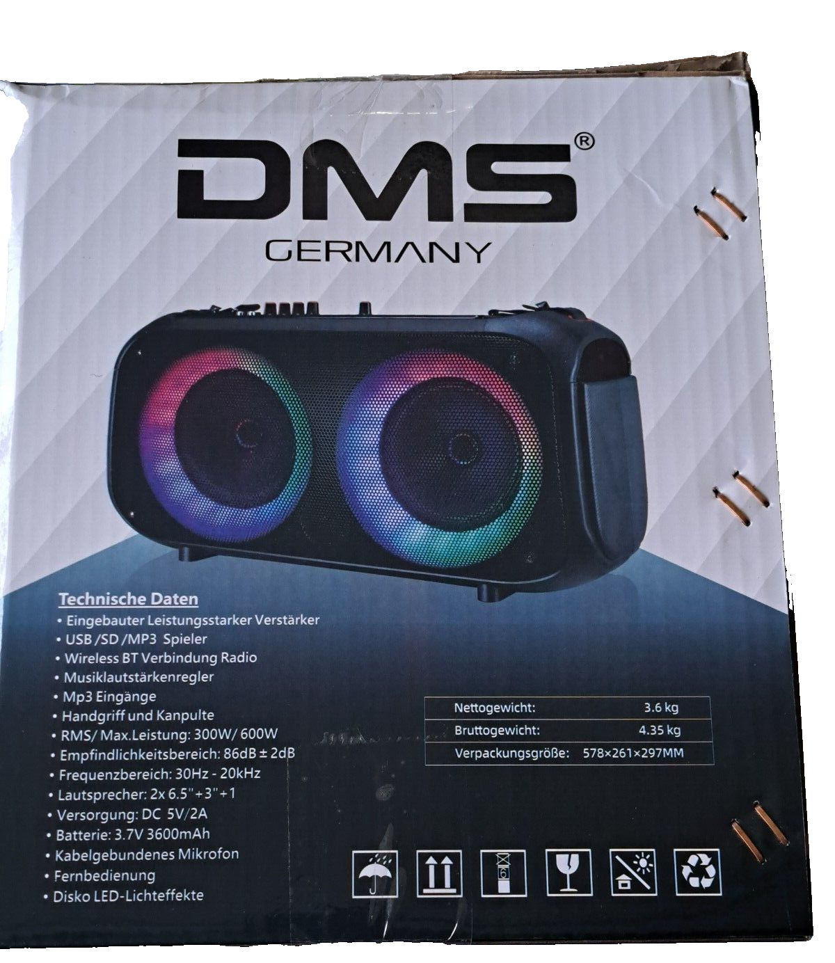 DMS 6605 Bluetooth Party Festival Outdoor Karaoke Box Lautsprecher Subwoofer Box