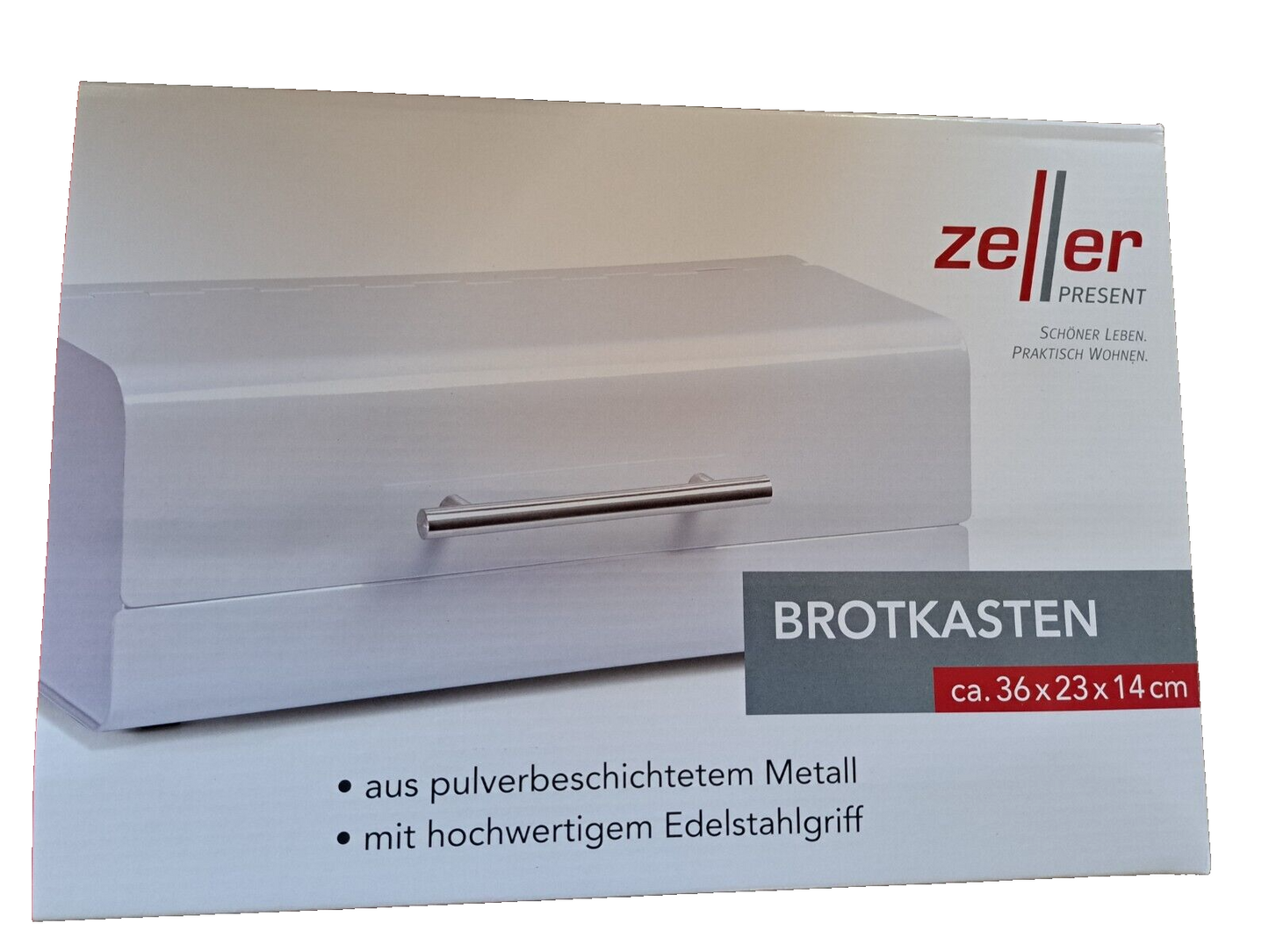 Zeller Present Brotkasten 36x23x14cm Metall, Edelstahlgriff