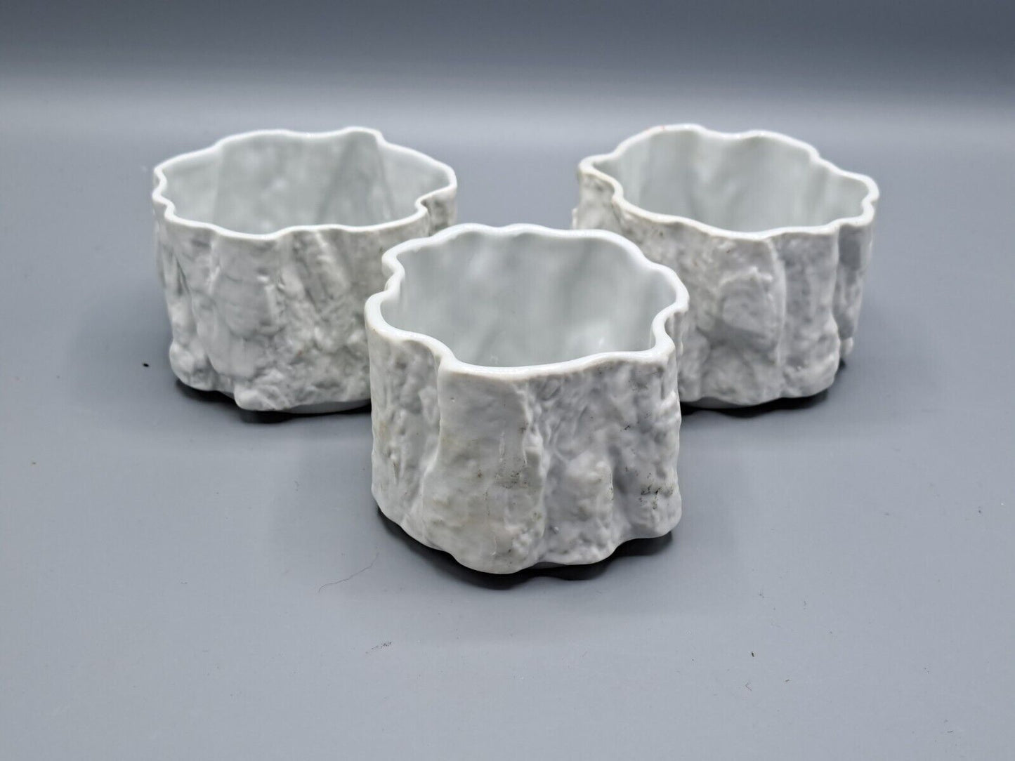 3x Bareuther Waldsassen 214, Vintage, Bisquit-Porzellan, Becher