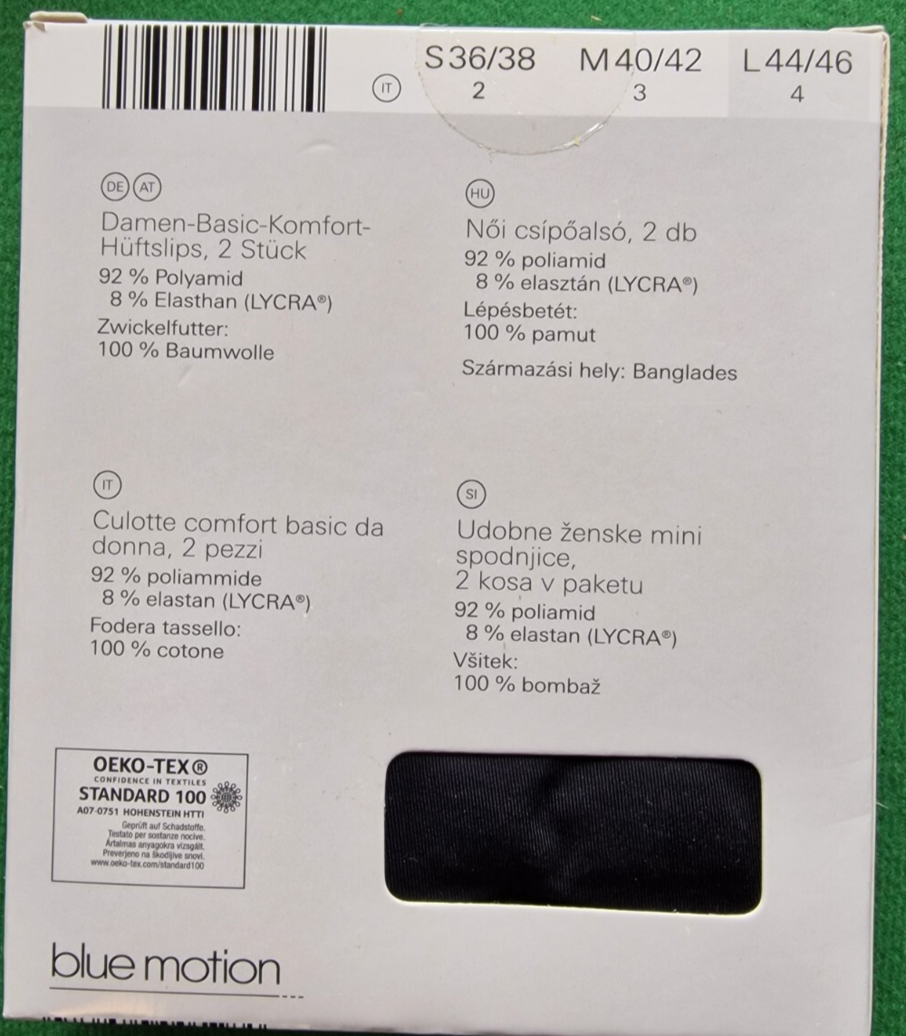 Blue Motion Damen-Basic-Hüftslips, 2 Stück, Größe L (44/46)