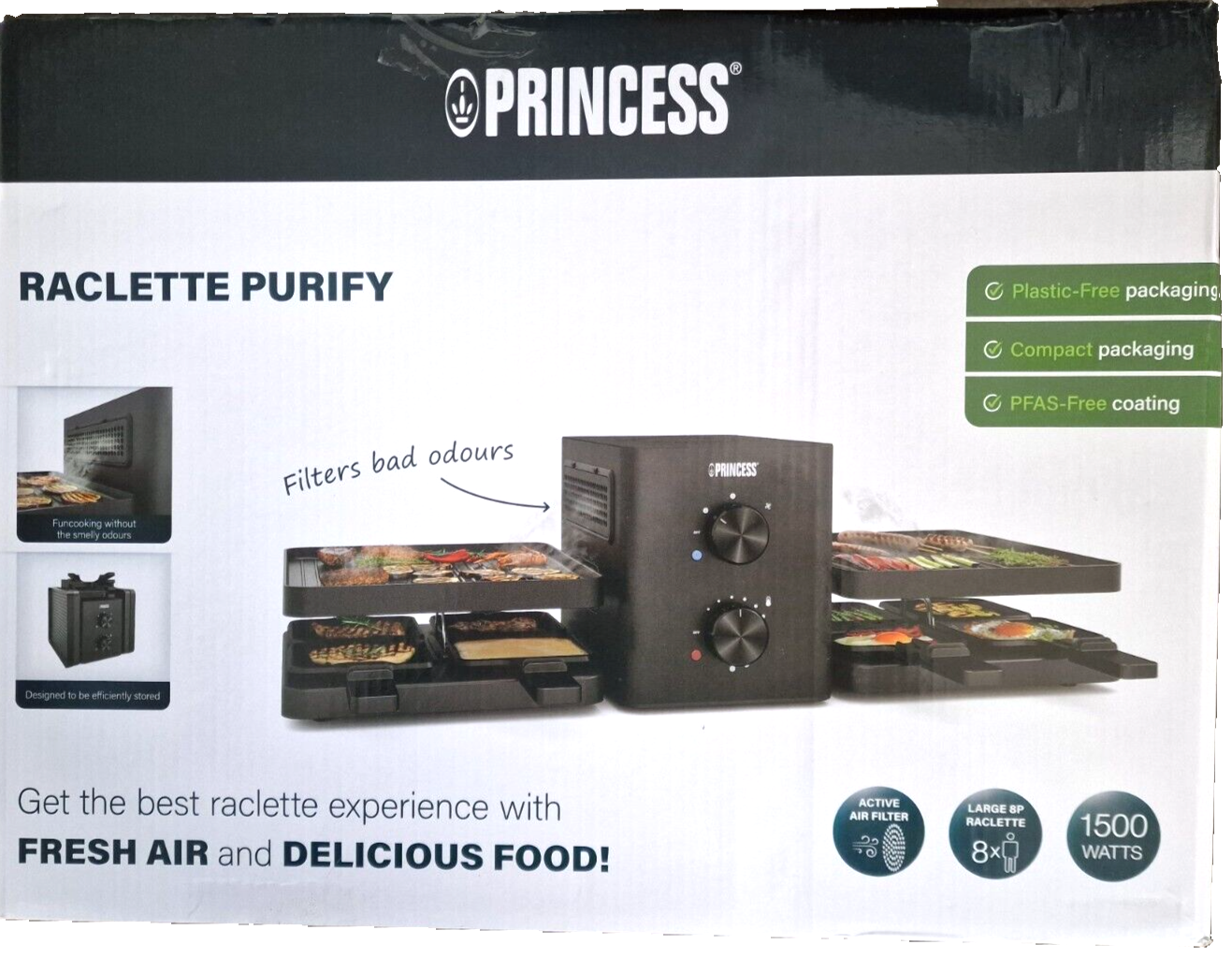 Princess Raclette Purify, 8 Personen, Integriertes Luftfiltersystem