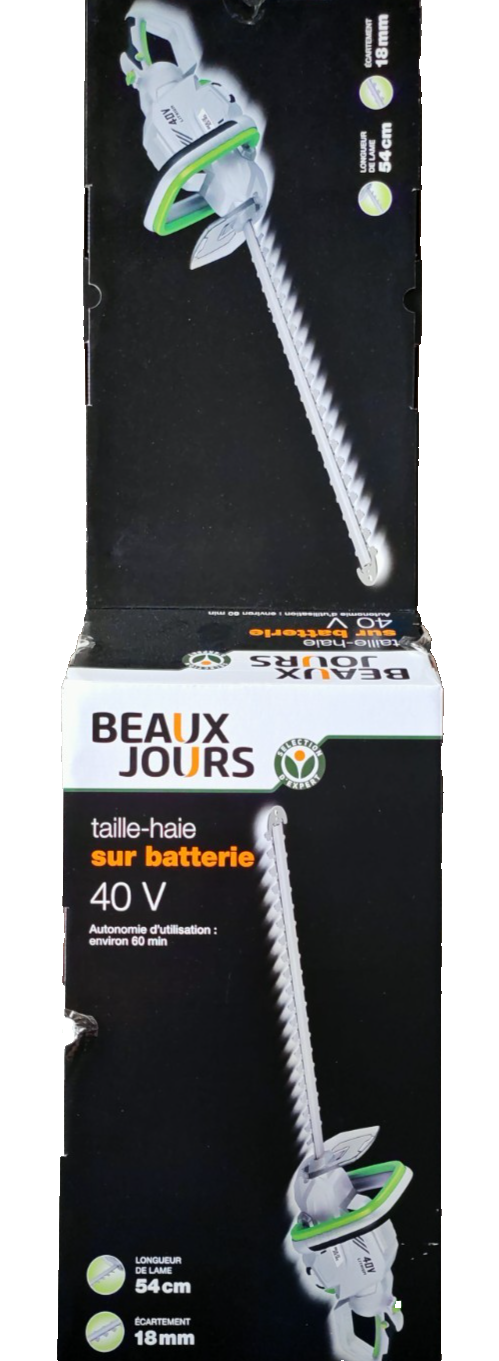 Beaux Jours 40V Akku Heckenschere 54cm 18mm Gartenschere Strauchschere o.Akku