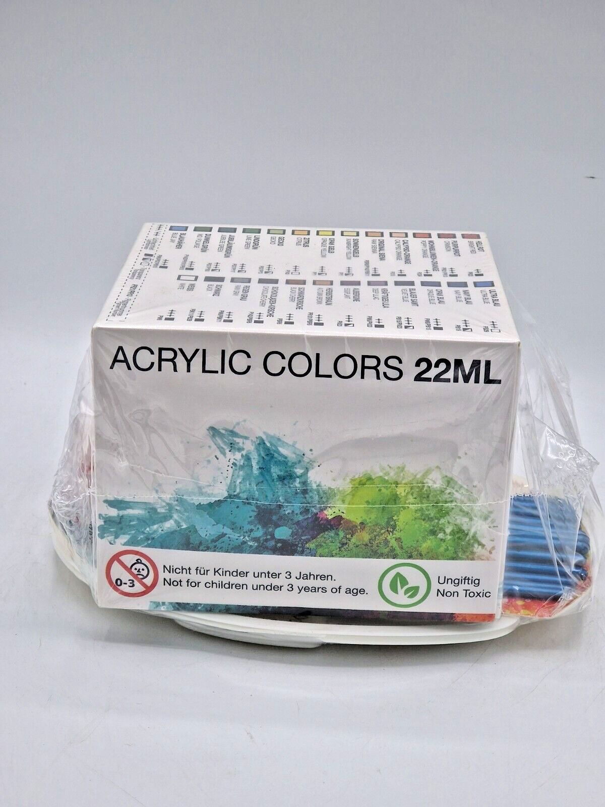 Acryl-Farben-Set mit 12 Pinsel und 2 Mischpaletten Hochpigmentiert 25x22ml Tuben