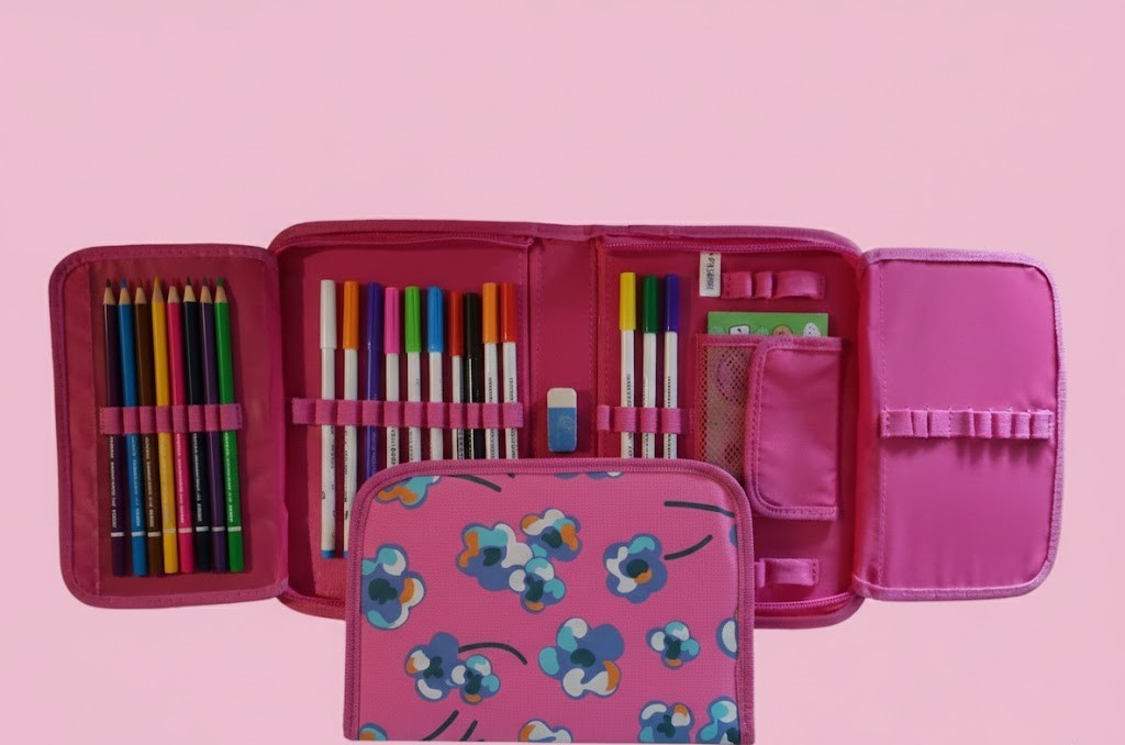 Federmäppchen 100% Polyester Ohne Inhalt Stiftetui Mäppchen Schule Mädchen Rosa