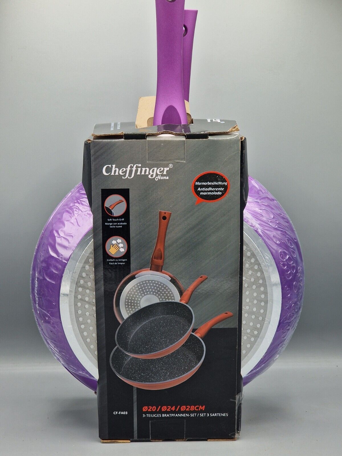 Cheffinger Home, Pfannenset, 3-Teilig, Marmorbeschichtung