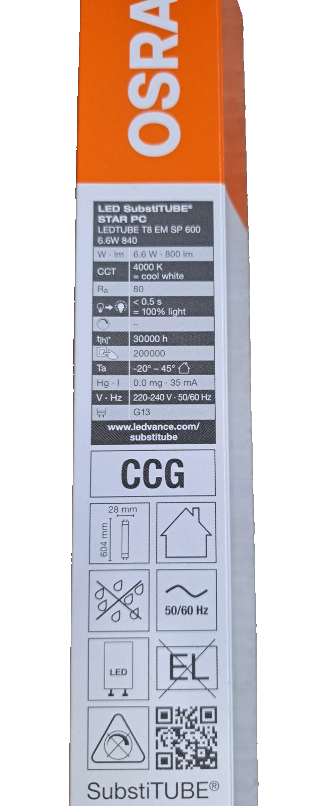 Osram LED, 800lm, Röhre 604 mm, 4000k Kaltweiß