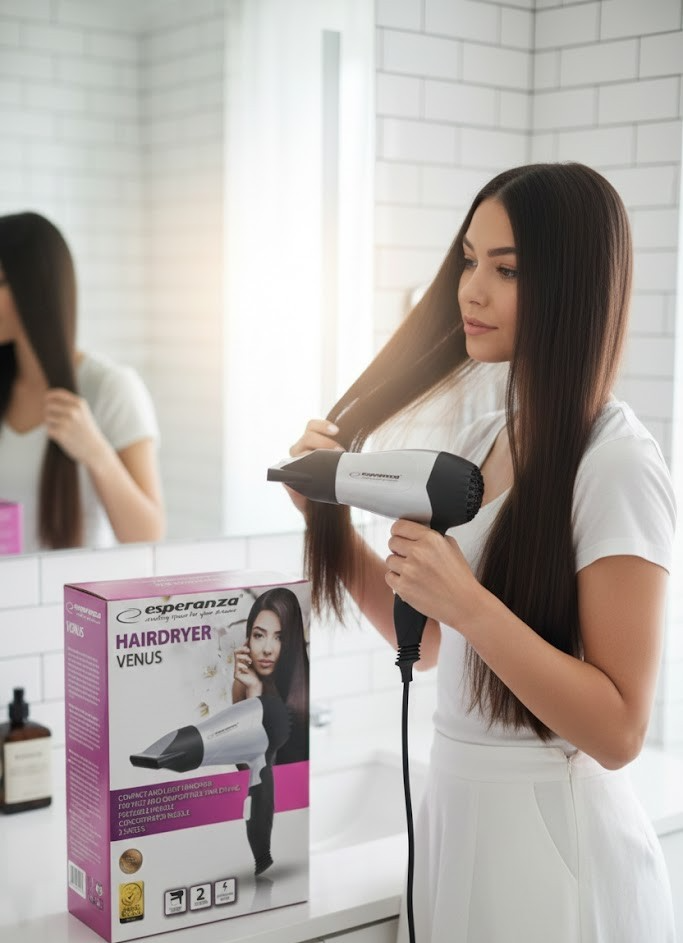 Esperanza EBH002S Venus 850W Haartrockner Fön Profi Haarstyling, Faltbar