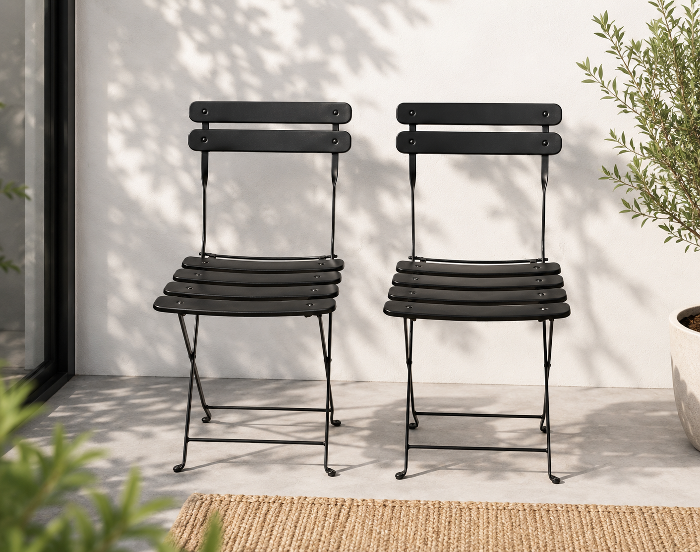 Mano Gartenstuhl 2er Set Metall Schwarz Terrasse Balkon Outdoor Stühle