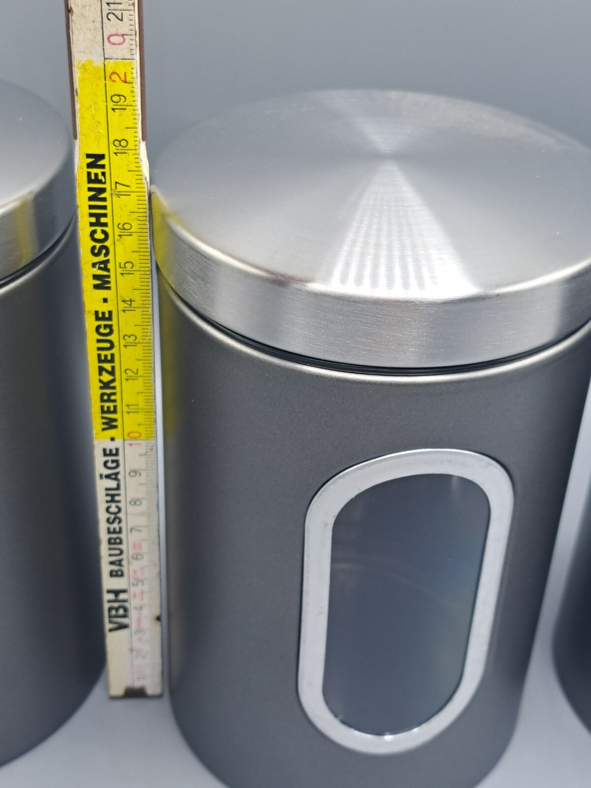 3 Aufbefahrungsboxen, 17 cm Hoch, Edelstahl/Kunststoff, Snackbox