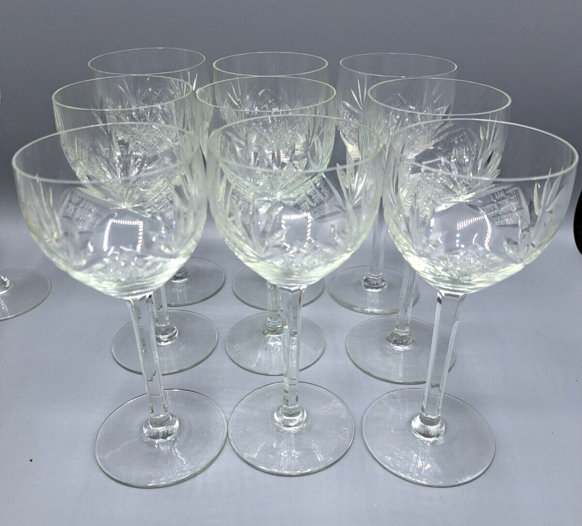 Antiquität, Gläser, Weingläser, 9 Teilig