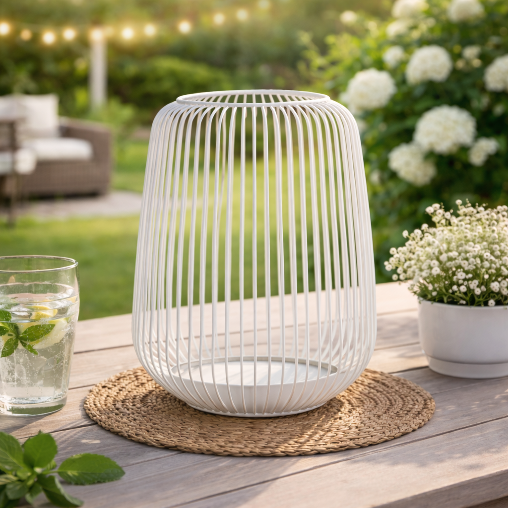 Cocoon Metall Laterne Weiß 25cm Windlicht Deko