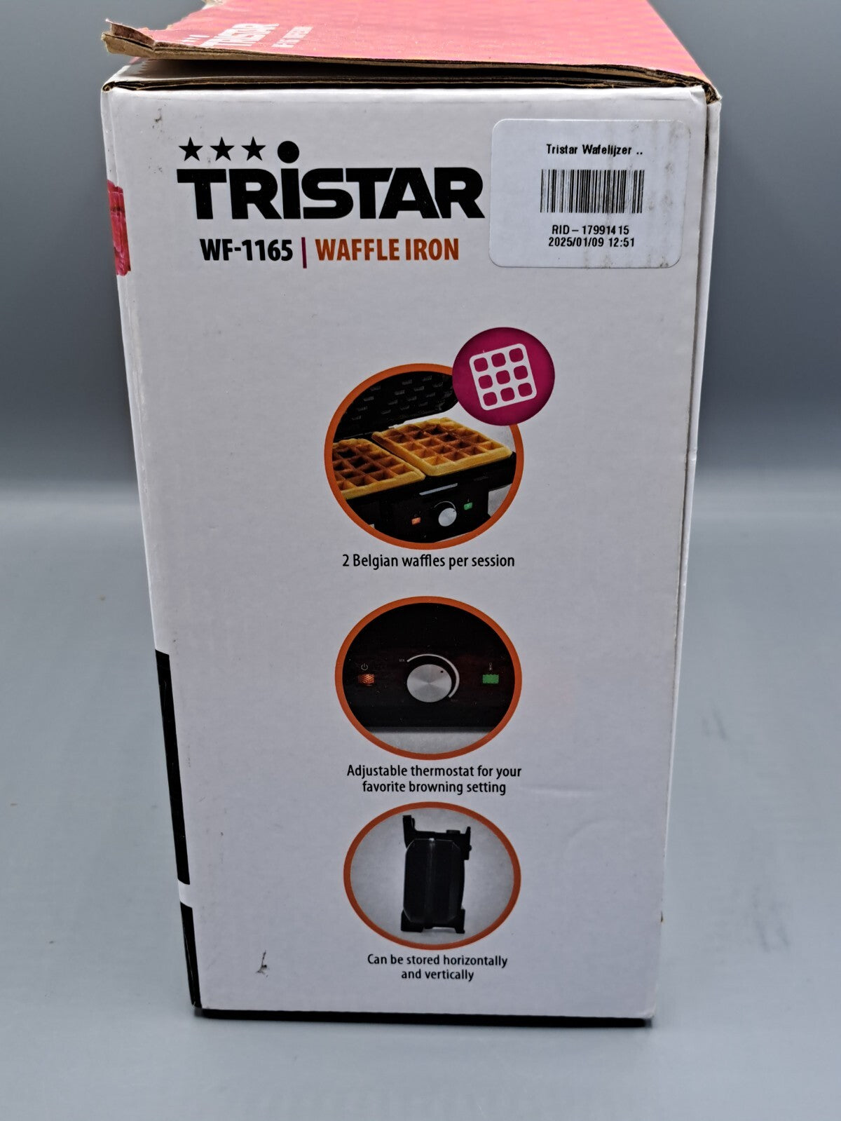 Tristar WF-1165 Waffeleisen 1000 Watt 22 x 13,5 cm schwarz
