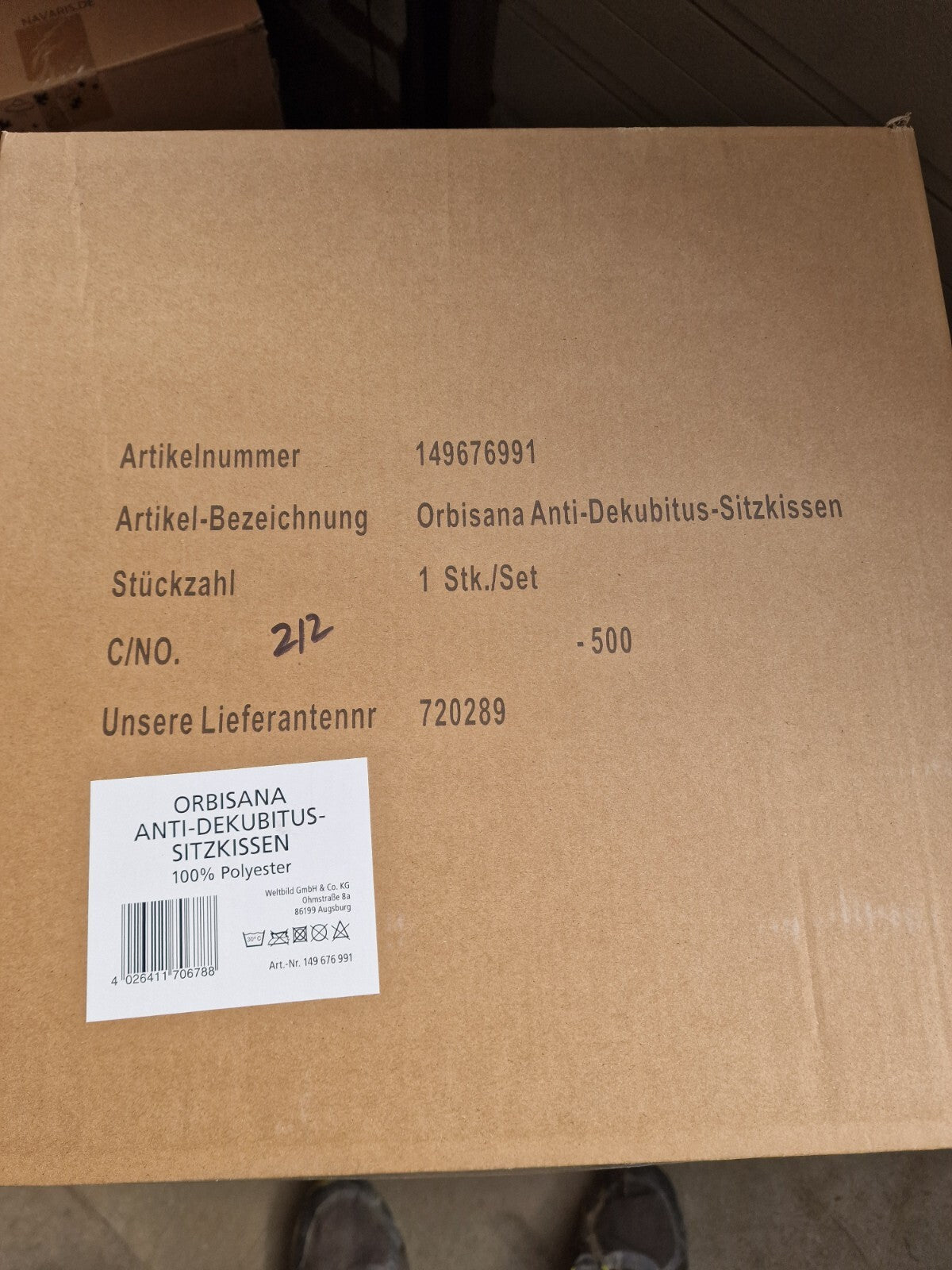 Orbisana Anti-Dekubitus-Sitzkissen 40x40x5,5cm Rollstuhl Kissen Bezug Abnehmbar