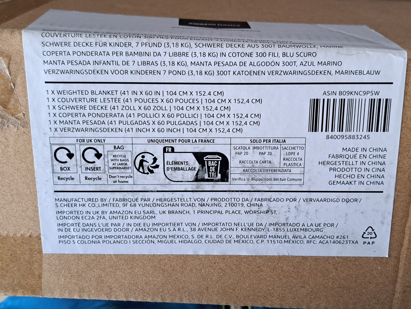 Amazon Basics Gewichtsdecke für Kinder, 3,18 kg, 104 x 152,4 cm