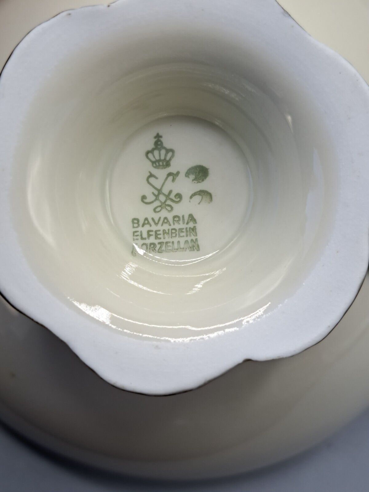 Bavaria Elefenbein Porzellan, 1 Tasse, Untertasse und Teller