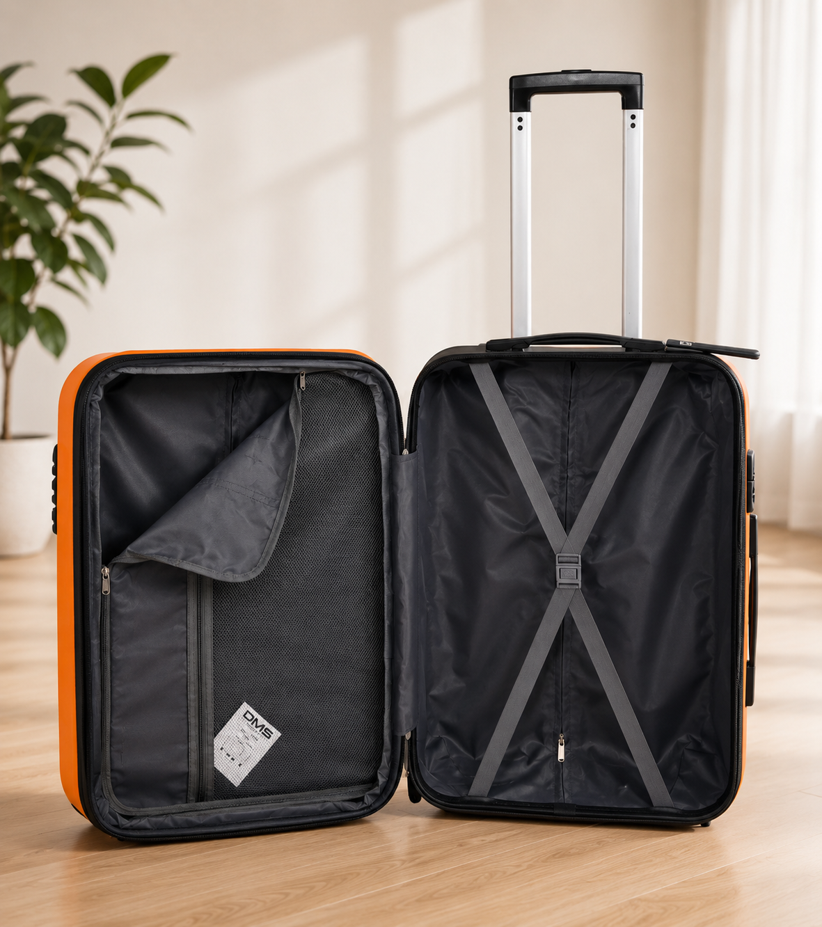 DMS 7tlg Kofferset ABS Hartschale Trolley Reisekoffer Orange 360° Rollen