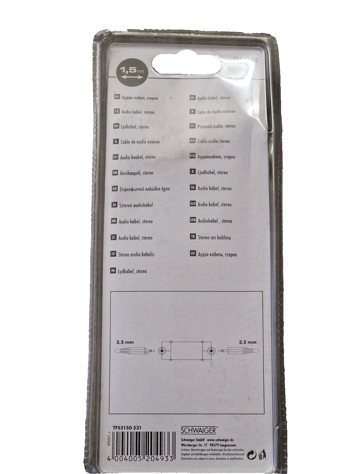 Schwaiger TFS 5150 Audioverbindungskabel Stereo 1,5 Meter