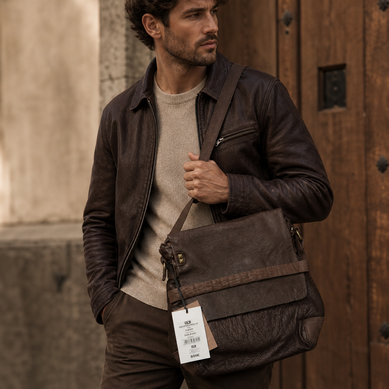 Desiderius Basic Cypress Männertasche Braun Leder Herren Tasche