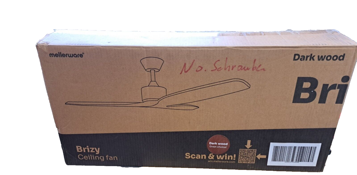 Mellerware Brizy Ceiling Fan, Braun