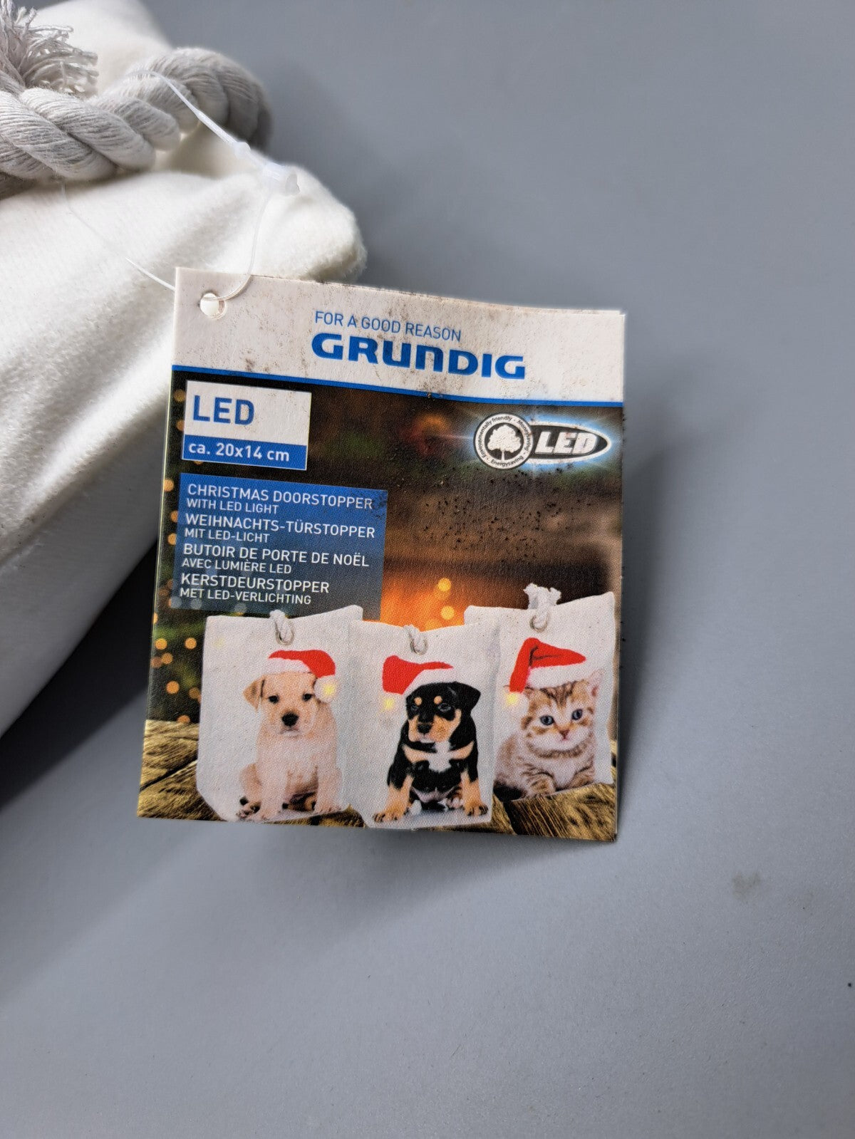 Grundig Xmas Türstopper, 20x14 cm, Hund mit LED