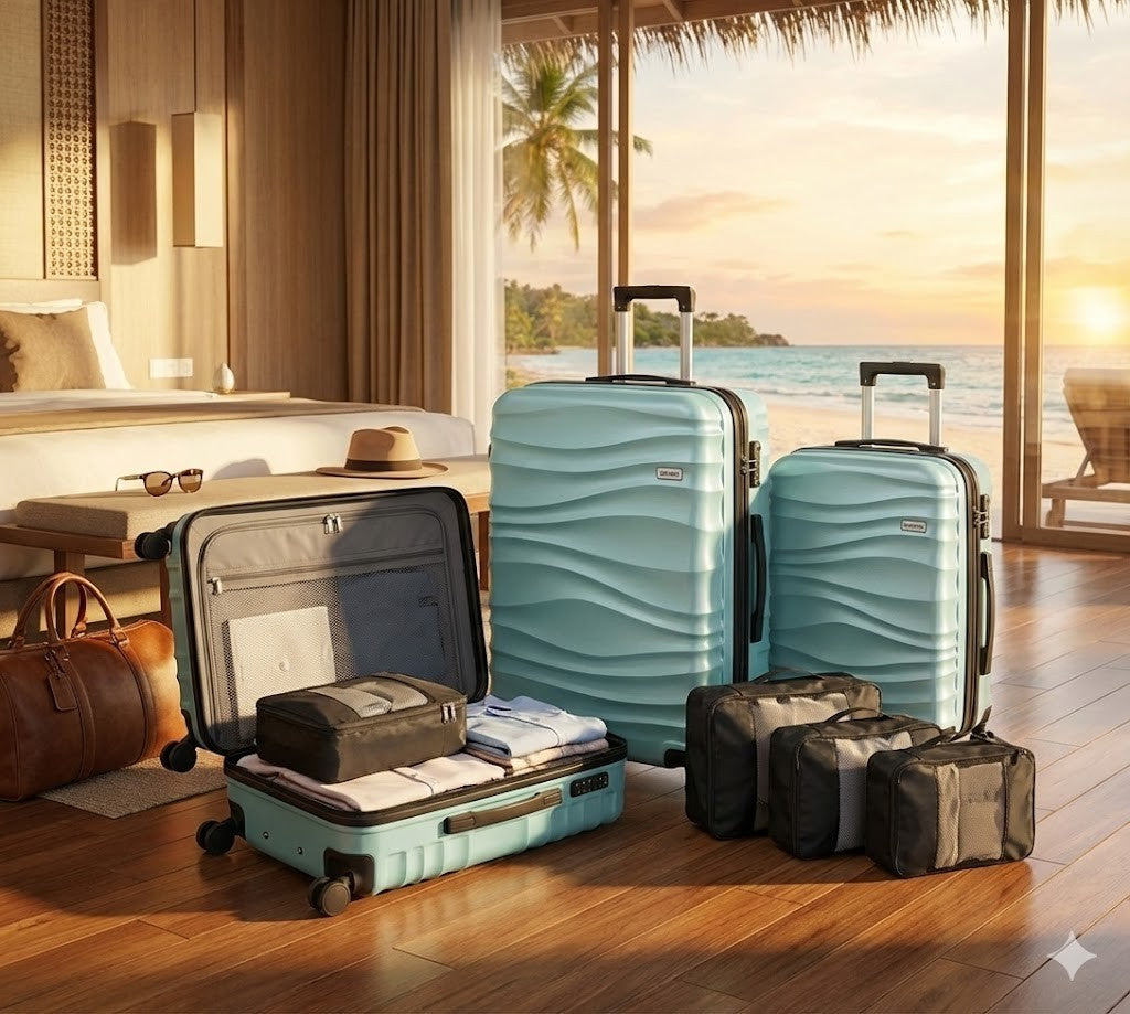 DMS 7-teiliges Trolley Hartschalenkoffer Set RK-3800TQ Türkis Reise Set