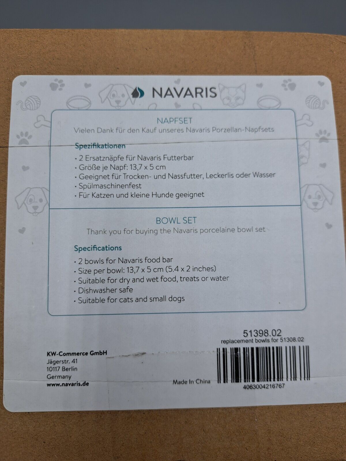Navaris Napfset, 2 Ersatznäpfe, Haustiere