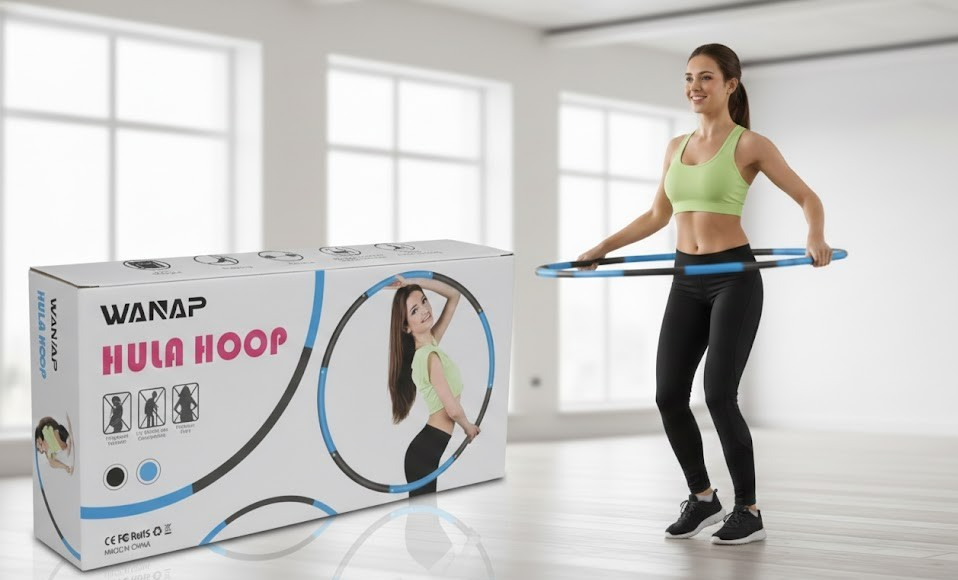Wanap Fitness Reifen Hoop Erwachsene 1 kg, 8 Teile Breit 95cm Reifen, Blau